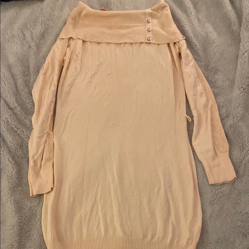 Candie's Cream Cowl Neck Sweater with Long Sleeves